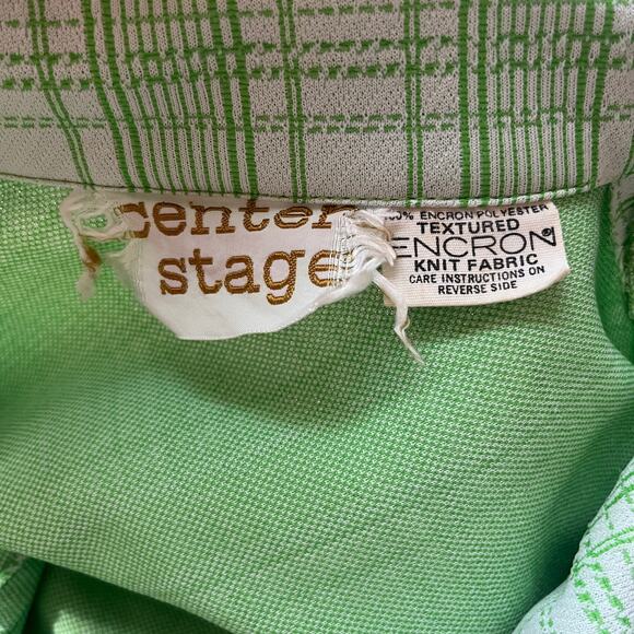 Vintage 70’s Double Knit Green and White Plaid Chore Shirt Jacket Polyester, EUC - Picture 4 of 9